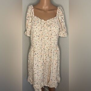 AUW smock top ruffle floral knee length dress. Women’s size 2X